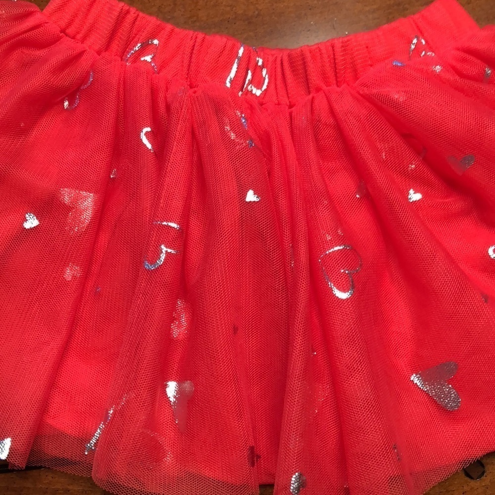TuTu Valentine Skirt Little Girl Size 24 months Red Silver Hearts 3 layers EUC - Picture 6 of 11
